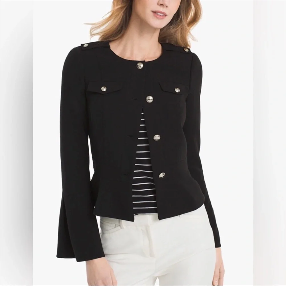 ⭐️NEW⭐️White House Black Market (WHBM) Peplum Bell Sleeve Jacket - Picture 1 of 8